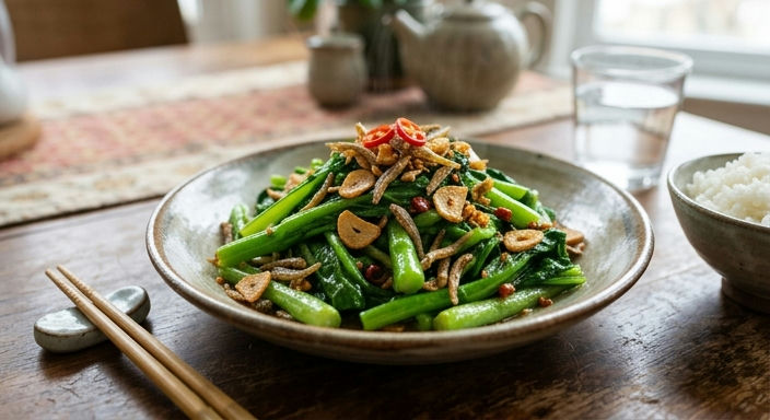 Crispy Garlic Vegetable Stir-Fry with Anchovy Oil