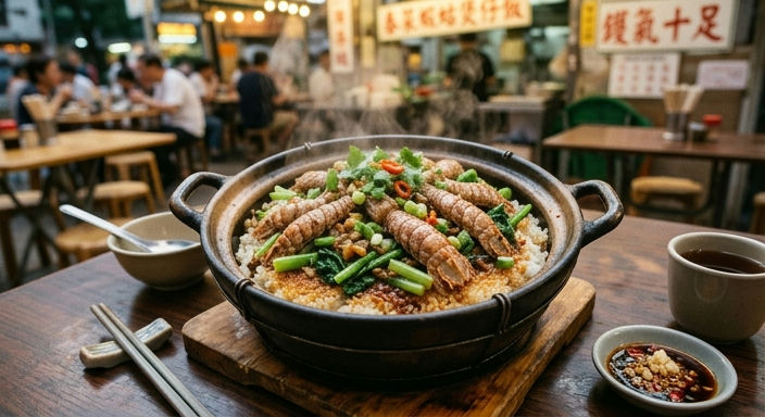 Spring Vegetable and Mantis Shrimp Clay Pot Rice