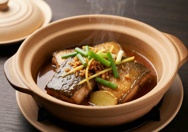 Claypot Fish Belly with Ginger and Scallions