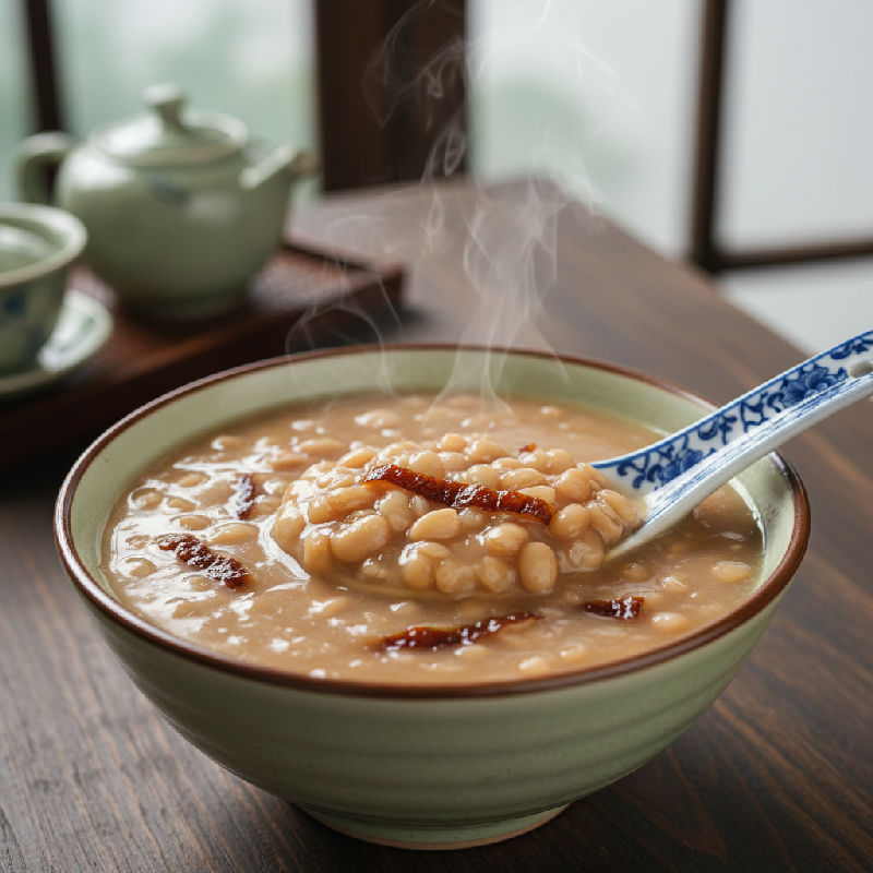 Sweetened Black Eyed Pea Soup with Tangerine Peel
