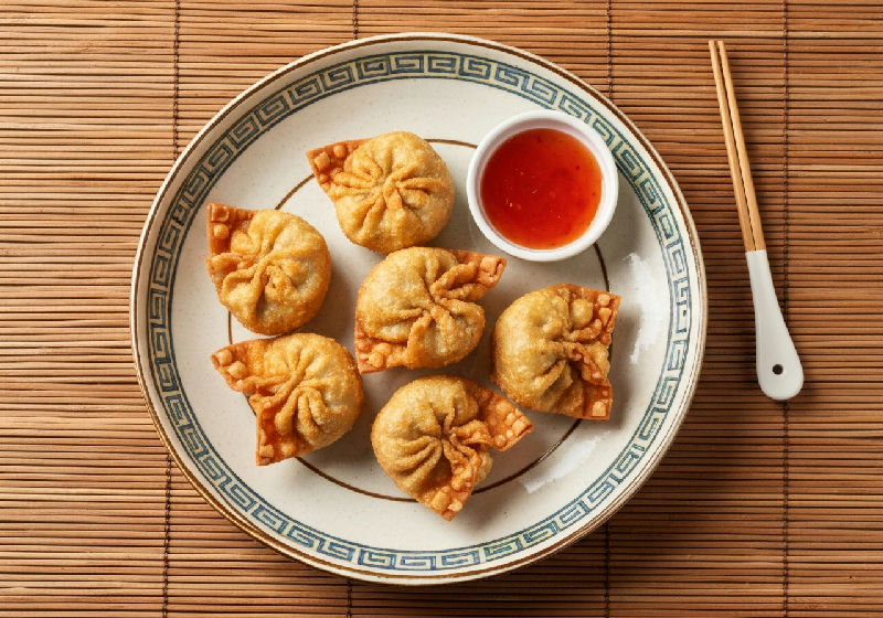 Deep-fried Wontons with Sweet and Sour Sauce