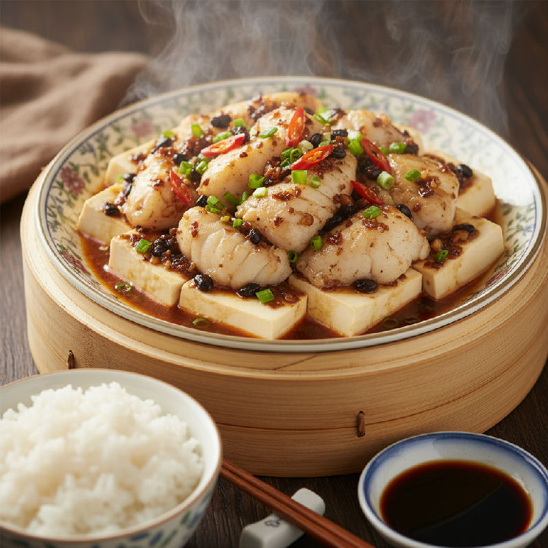 Steamed Fish with Tofu and Salted Black Beans
