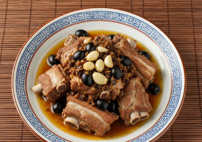 Steamed Pork Spare Ribs with Preserved Black Olives and Garlic