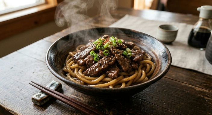 Black Pepper Beef with Udon Noodles