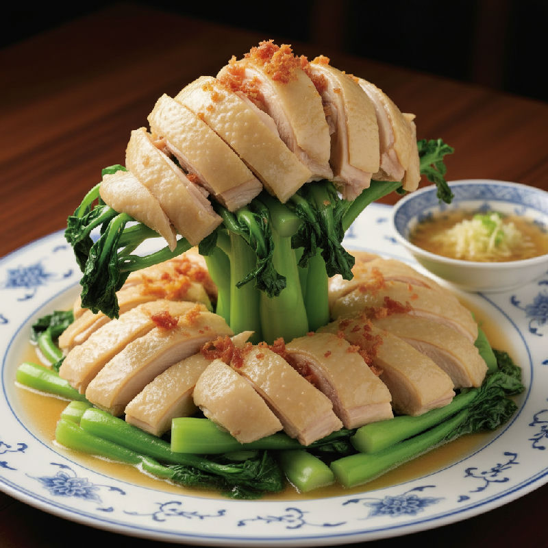 Steamed Chicken with Chinese Ham and Mushroom