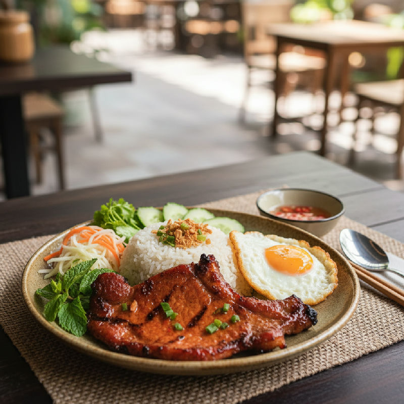 Vietnamese Broken Rice with Grilled Pork Chop (Cơm Tấm)