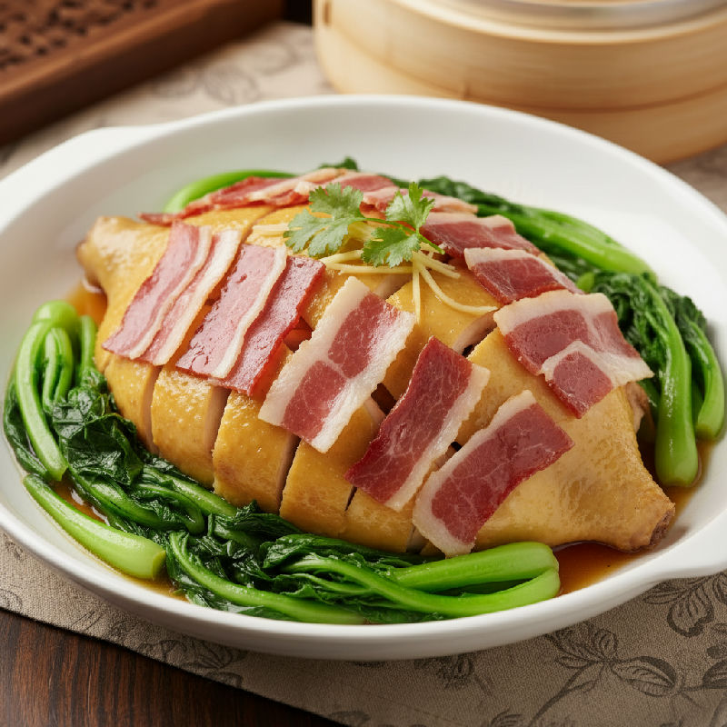 Steamed Chicken with Chinese Ham and Bok Choy