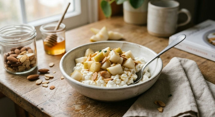 Cottage Cheese with Pear and Almonds