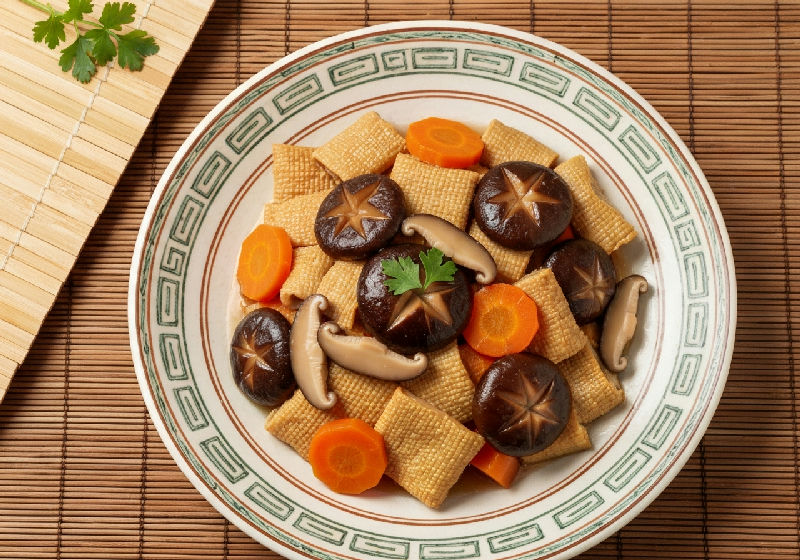 Braised Beancurd Skin with Shiitake Mushrooms and Carrots