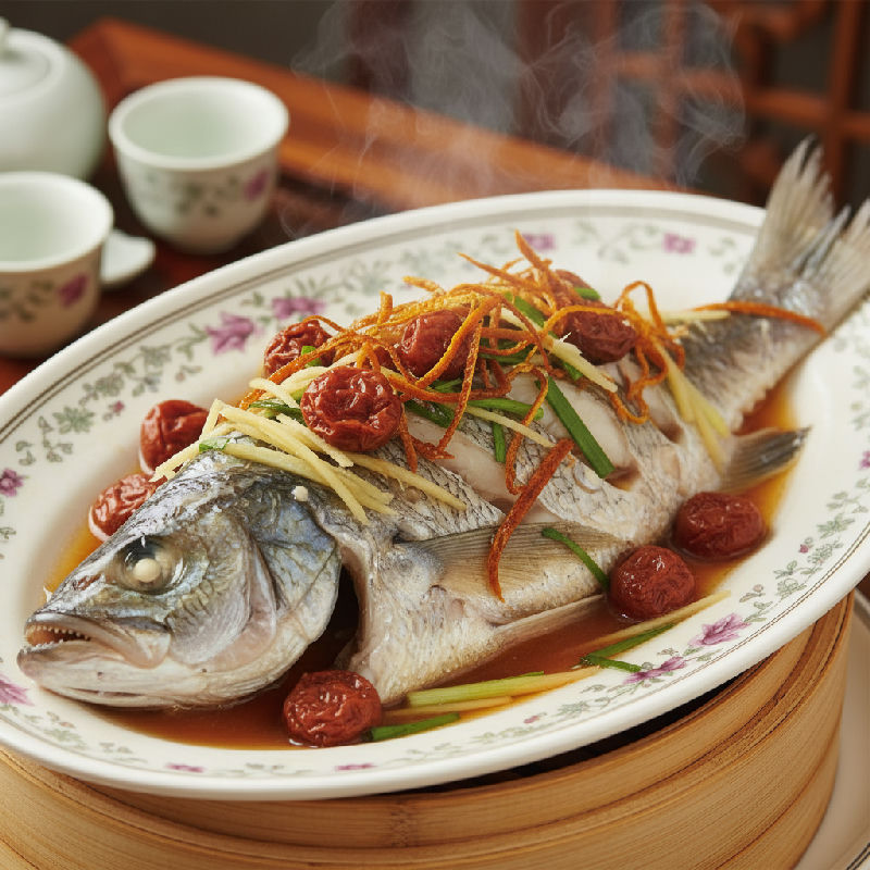 Steamed Threadfin with Salted Plums and Aged Tangerine Peel