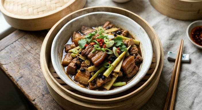 Spring Bamboo Shoots Steamed Pork with Black Beans