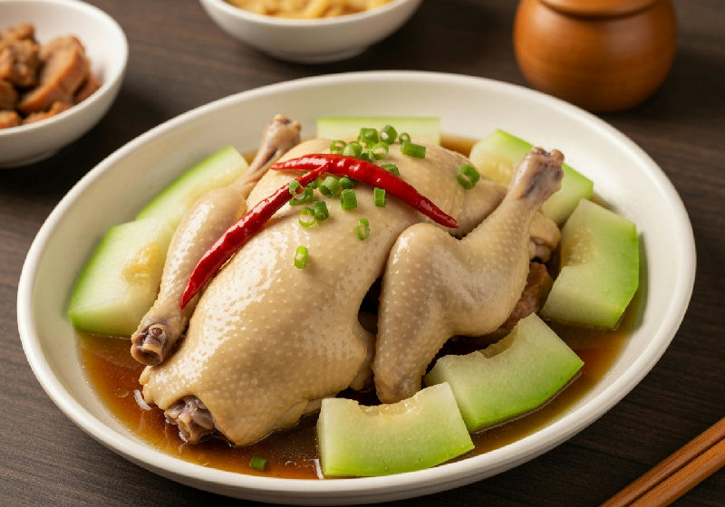 Steamed Chicken with Conpoy and Winter Melon