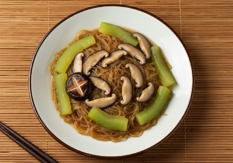 Braised Winter Melon with Mushrooms and Glass Noodles