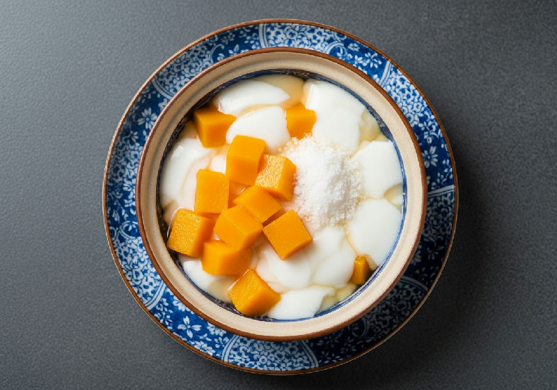 Steamed Pumpkin and Coconut Milk Pudding