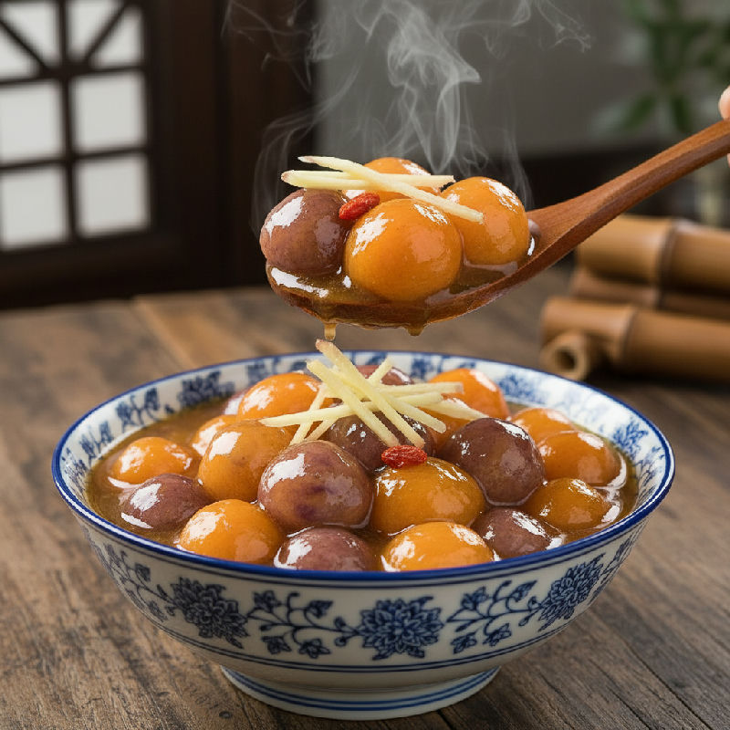 Sweet Potato Balls in Ginger Syrup