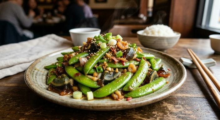 Honey-glazed Tofu Skin with Egg and XO Sauce Stir-fry