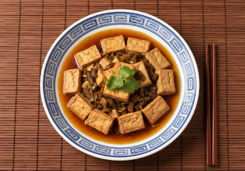 Braised Tofu with Preserved Szechuan Vegetable