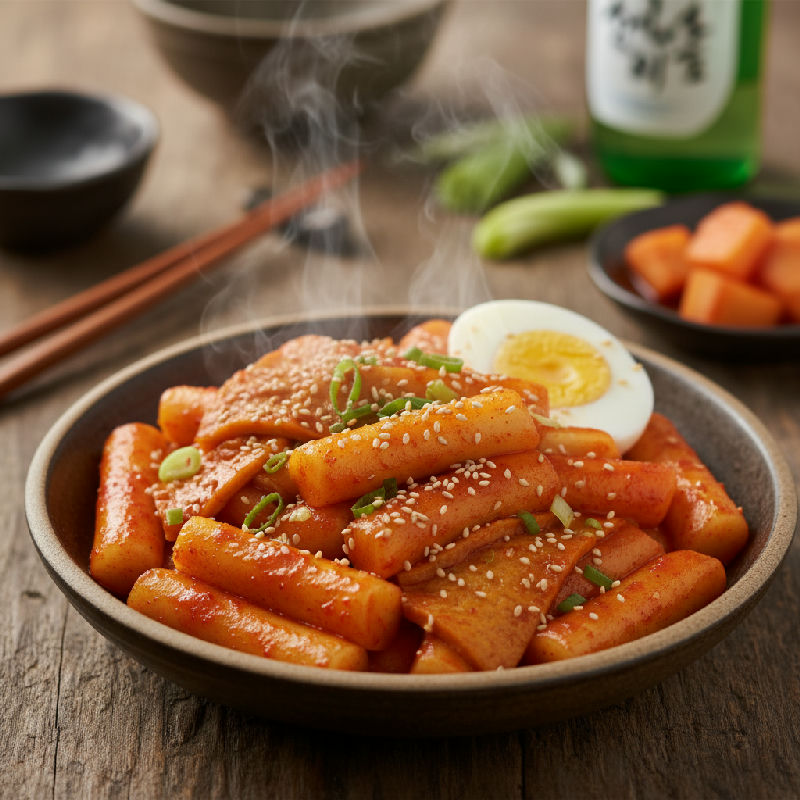 Spicy Stir-fried Rice Cakes (Tteokbokki)