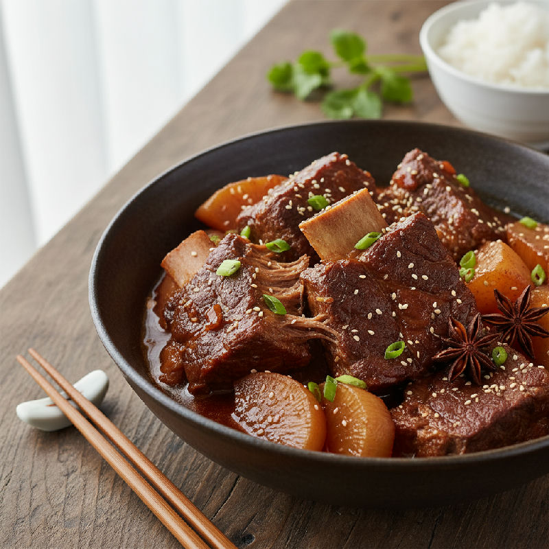 Braised Beef Ribs with Radish and Chu Hou Paste
