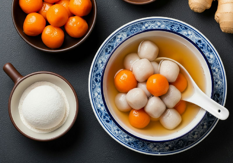 Sweet Potato & Taro Balls with Ginger Soup