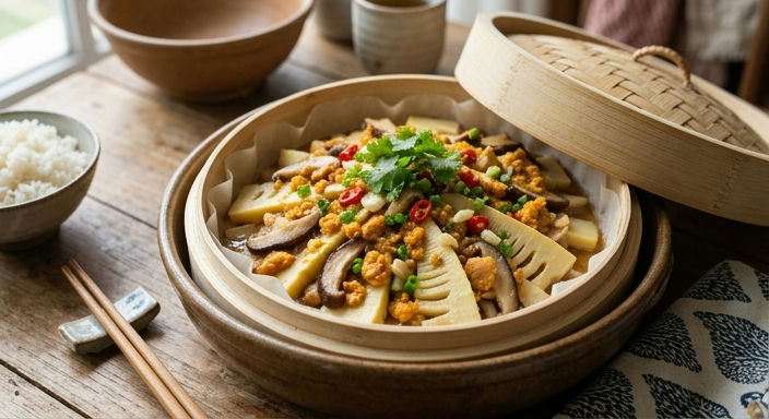 Salted Egg Yolk Spring Mushroom Steamed Bamboo Shoots