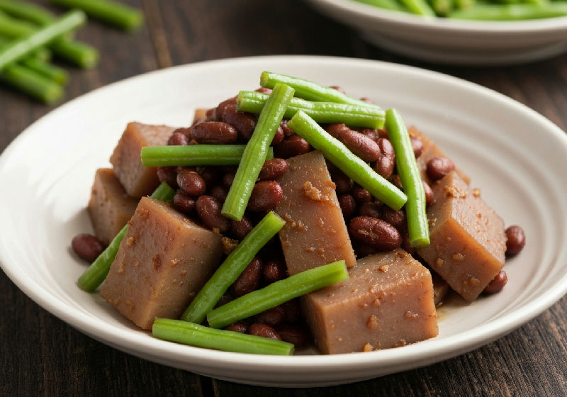 Braised Taro with Fermented Red Bean Curd and Green Beans