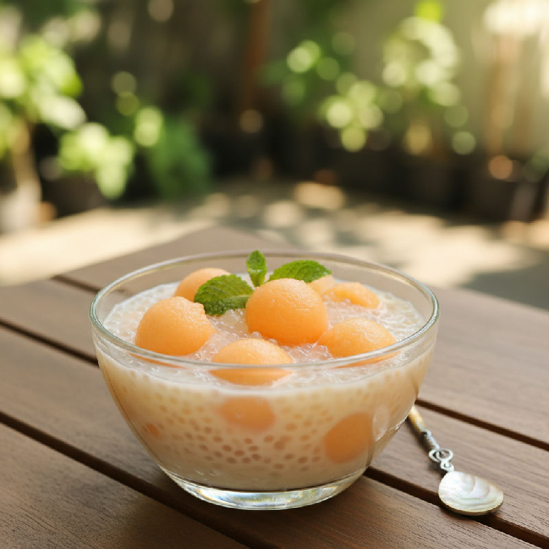 Honeydew Sago with Coconut Milk