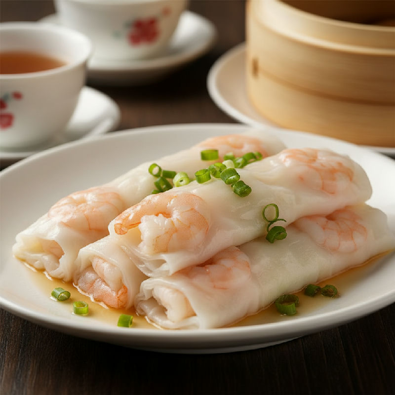Steamed Shrimp Rice Noodle Rolls (Ha Cheung Fun)