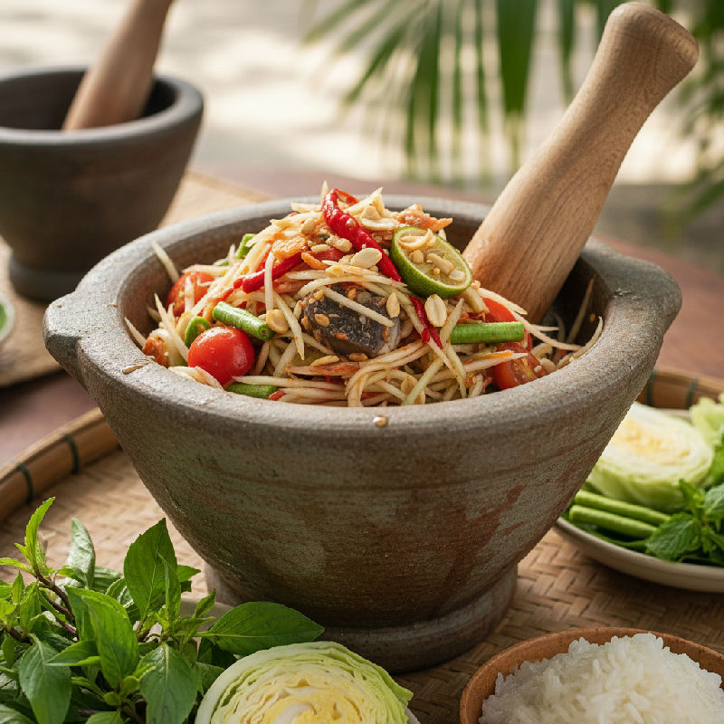 Lao Green Papaya Salad (Som Tam Lao)