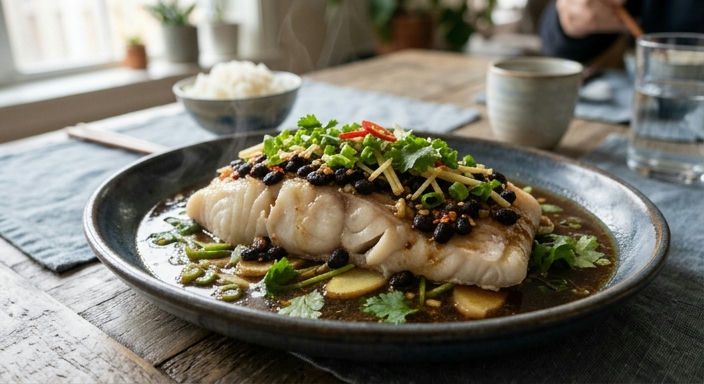 Steamed Cod with Black Bean & Scallion