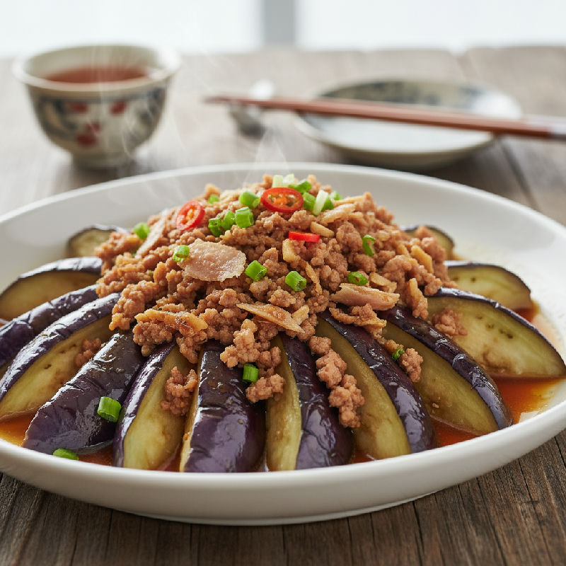 Steamed Eggplant with Minced Pork and Salted Fish