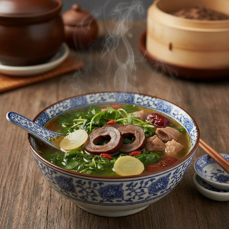 Watercress and Dried Duck Gizzard Soup