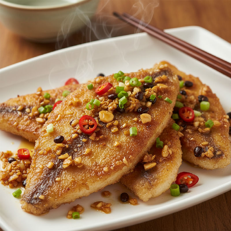 Pan-fried Flounder Fillet with Garlic and Soy Sauce