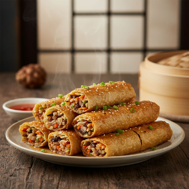 Stir-fried Stuffed Tofu Skin Rolls with Mixed Vegetables