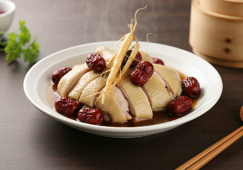 Steamed Chicken with Ginseng and Red Dates