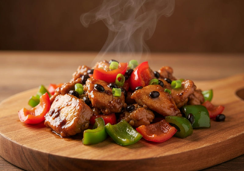 Stir-fried Chicken with Black Bean Sauce and Bell Peppers
