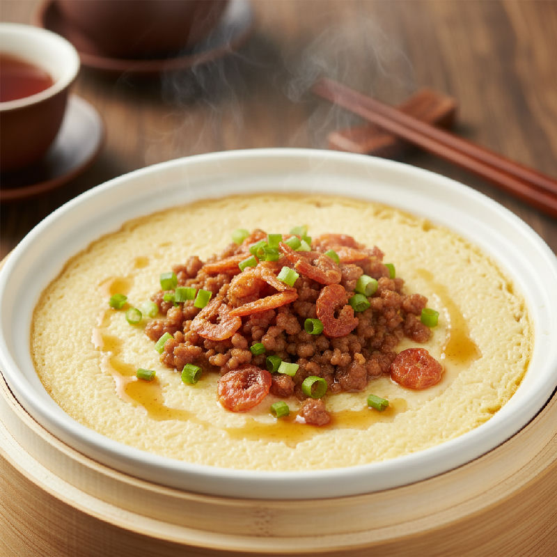 Steamed Eggs with Minced Pork and Dried Shrimp