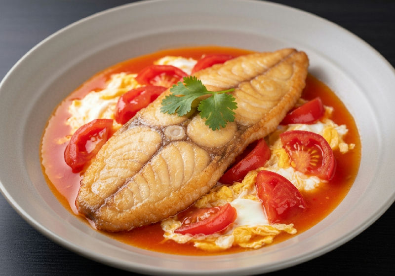 Pan-fried Fish Fillet with Tomato and Egg Sauce