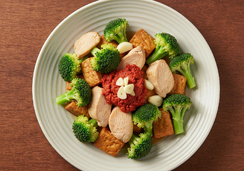 Stir-fried Chicken with Fermented Red Tofu and Broccoli
