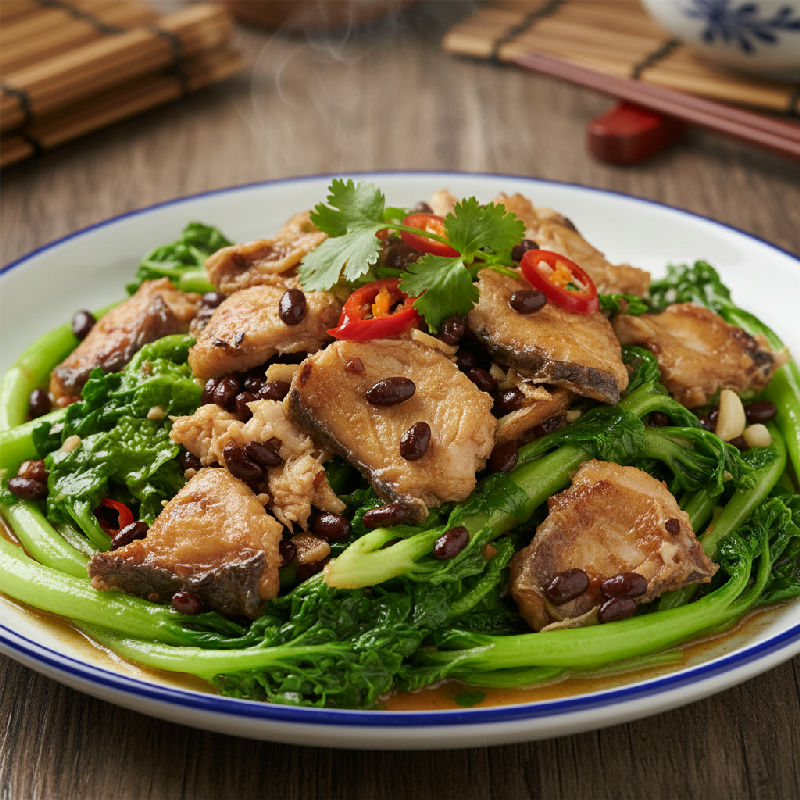 Stir-fried Romaine Lettuce with Dace and Salted Black Beans