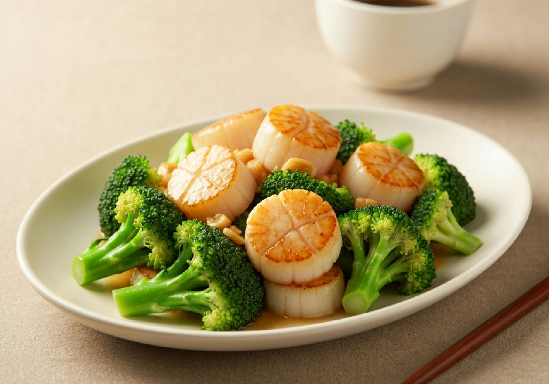 Stir-fried Scallops with Broccoli in Garlic Sauce