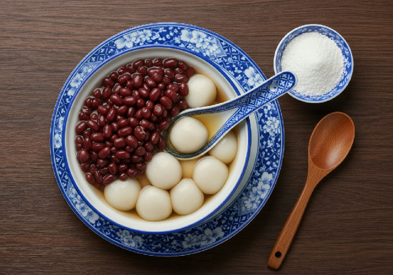 Red Bean Pudding with Glutinous Rice Balls
