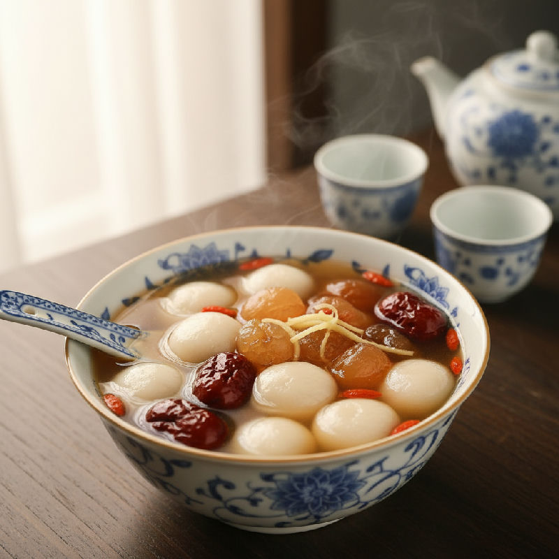 Red Date and Longan Sweet Soup with Glutinous Rice Balls