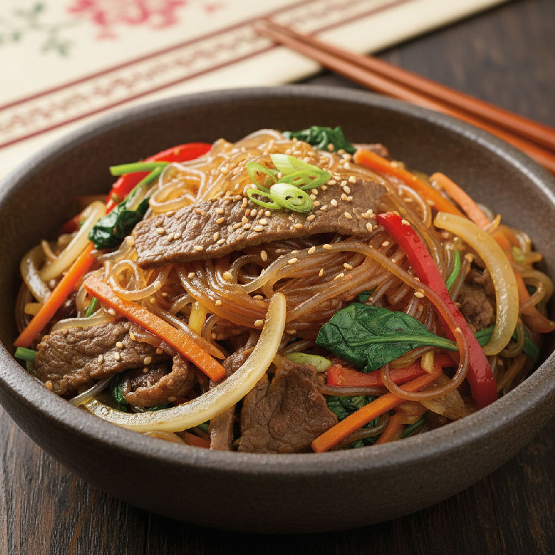 Japchae (Stir-fried Glass Noodles with Vegetables)