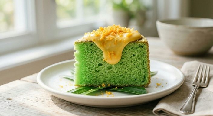 Pandan Chiffon Cake with Salted Egg Yolk