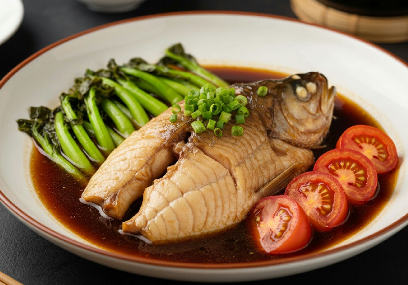 Braised Fish Fillet with Pickled Mustard Greens and Tomatoes