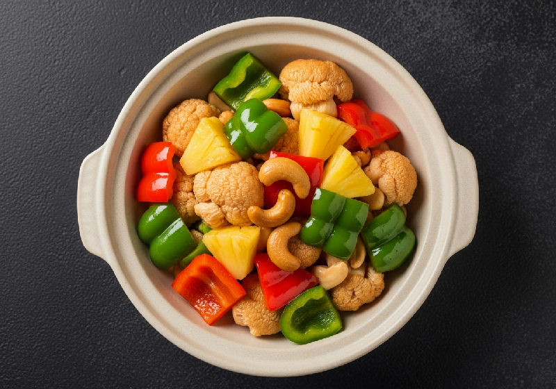 Cantonese Sweet and Sour Lion's Mane Mushroom with Bell Peppers and Pineapple