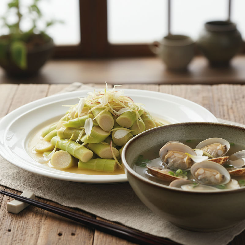 Ginger Flower Steamed Bamboo Shoots and Fresh Clam Soup