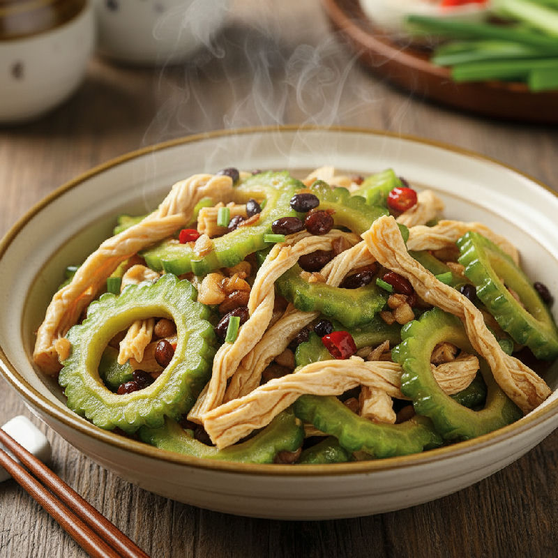 Stir-fried Bitter Melon with Salted Black Beans and Tofu Skin