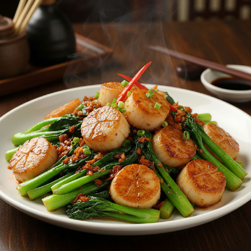 Stir-fried Scallops with Gai Lan and XO Sauce